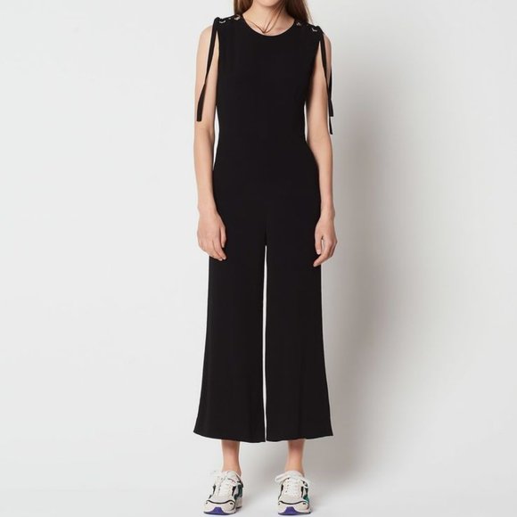 SANDRO Ermeline Lace-Up Wide-Leg Jumpsuit - Picture 2 of 3